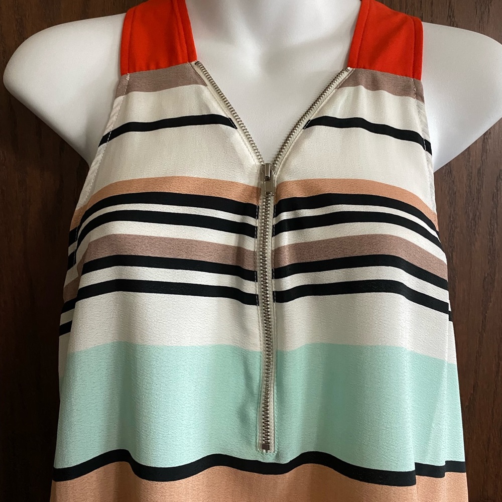 Striped Zipper Tank - Picture 2 of 3